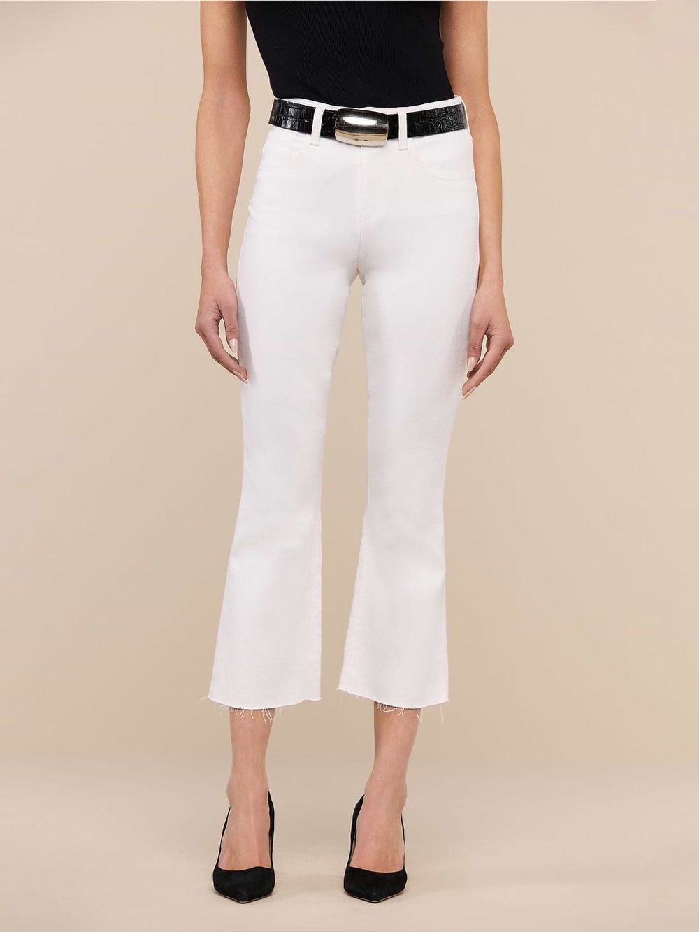 L'AGENCE Kendra High Rise Cropped Flare Jeans Blanc Size 27